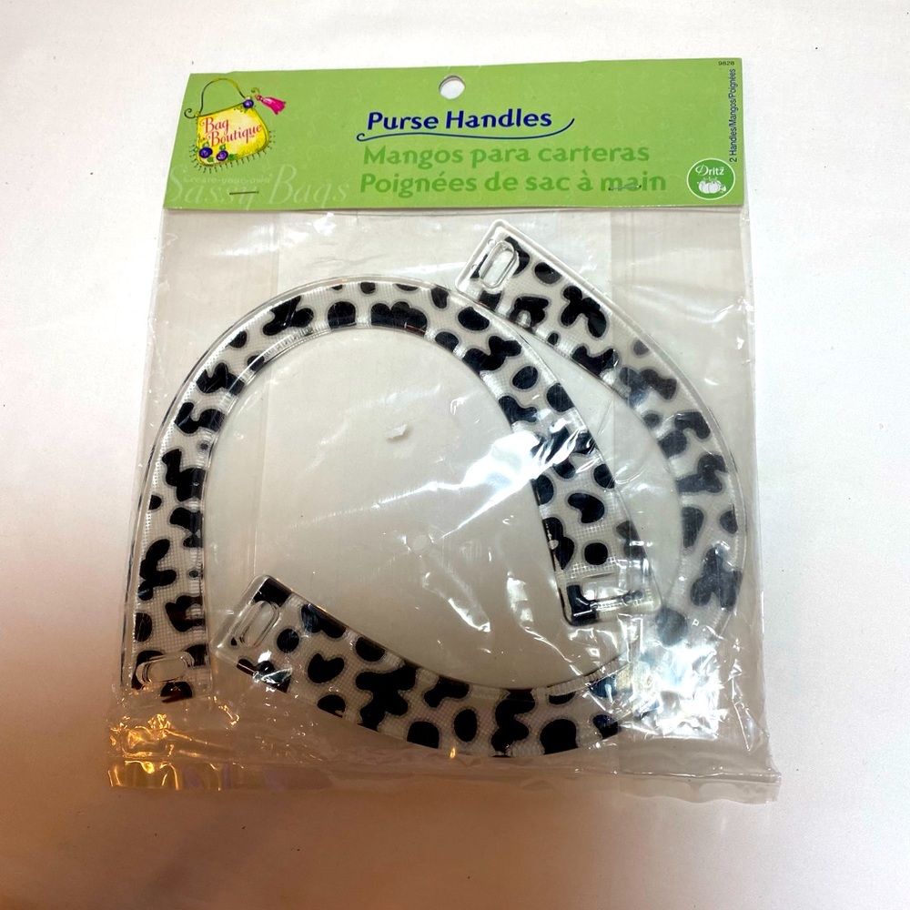 Cow spotted Purse Handles 6” plastic